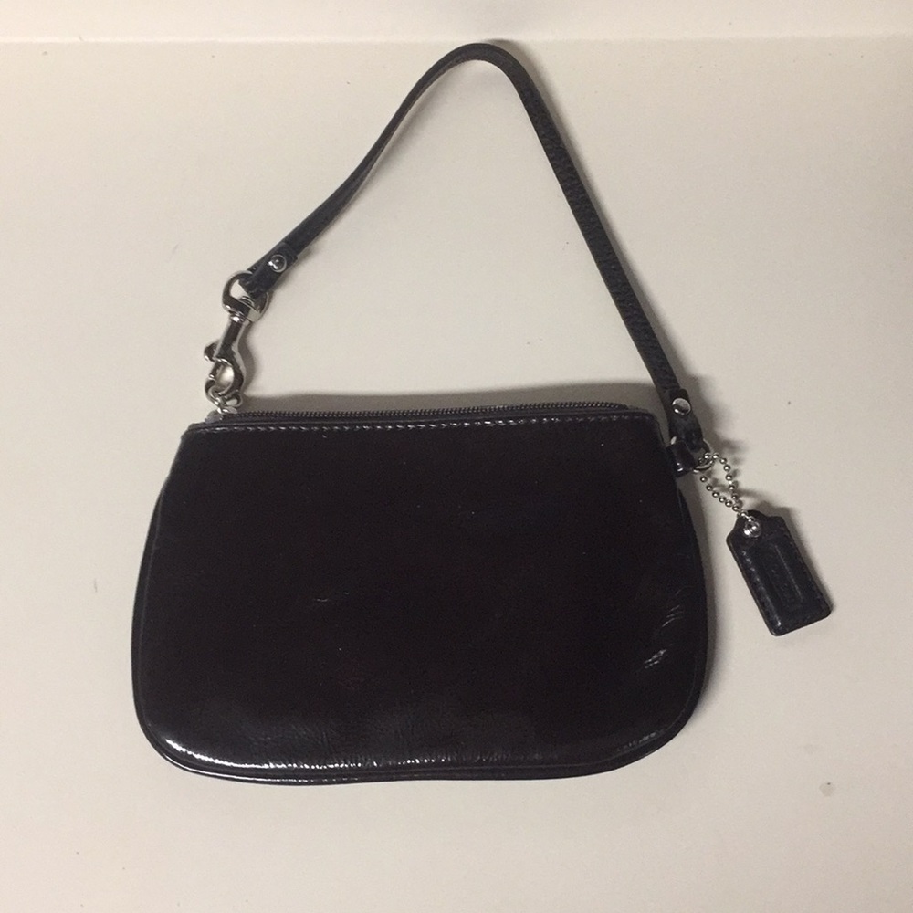 Coach brown patent wristlet